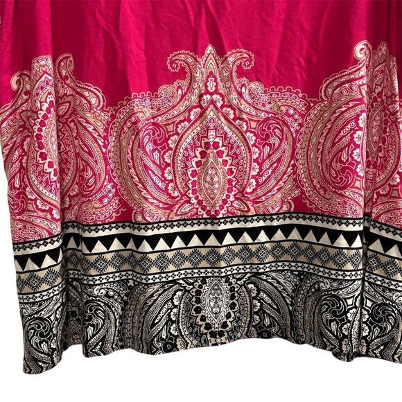 Chico's Women's Pink Damask Tunic Blouse Size 2 Short Sleeve Casual - Picture 9 of 11